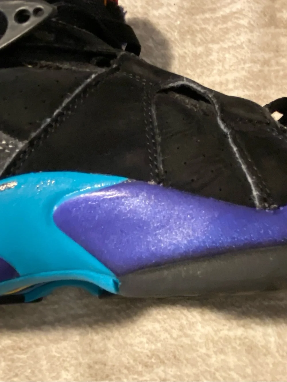 Jordan Black Suede Sneakers with Purple & Teal Accents